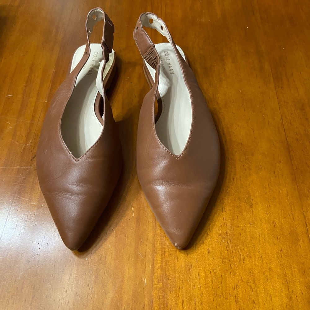 Cole Haan Brown Pointed Slingback Flats